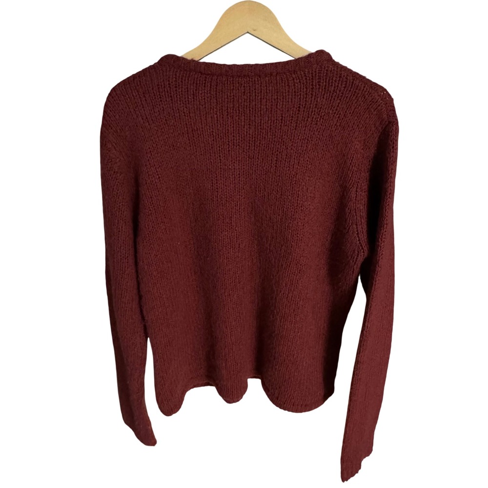 Harley Davidson Womens Burgundy Knit V Neck Sweater Rib bed Size XL wool blend - Picture 3 of 7